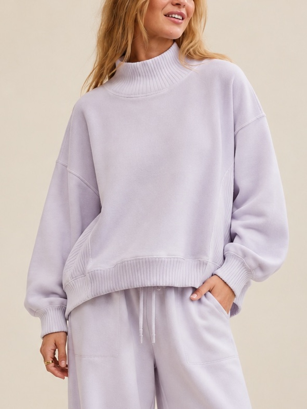 Aerie Oversized Mock Neck Sweater in Lavender